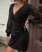 Selina | Long Sleeve V-Neck Dress