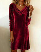 Eveline | Elegant Drape-Neck Velvet Dress